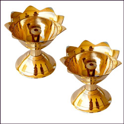 "Floral Batti Diya Big : Brass Diyas (2 pieces) - Click here to View more details about this Product